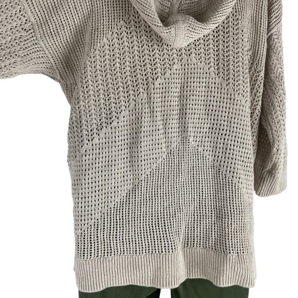 Zenergy by Chico's Rosie Pointelle Hooded Sweater MetallicTan Size 2/ L - Picture 8 of 9